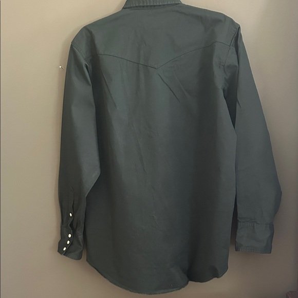 Wrangler Men's Button Down Shirt - Forest Green - Picture 3 of 6